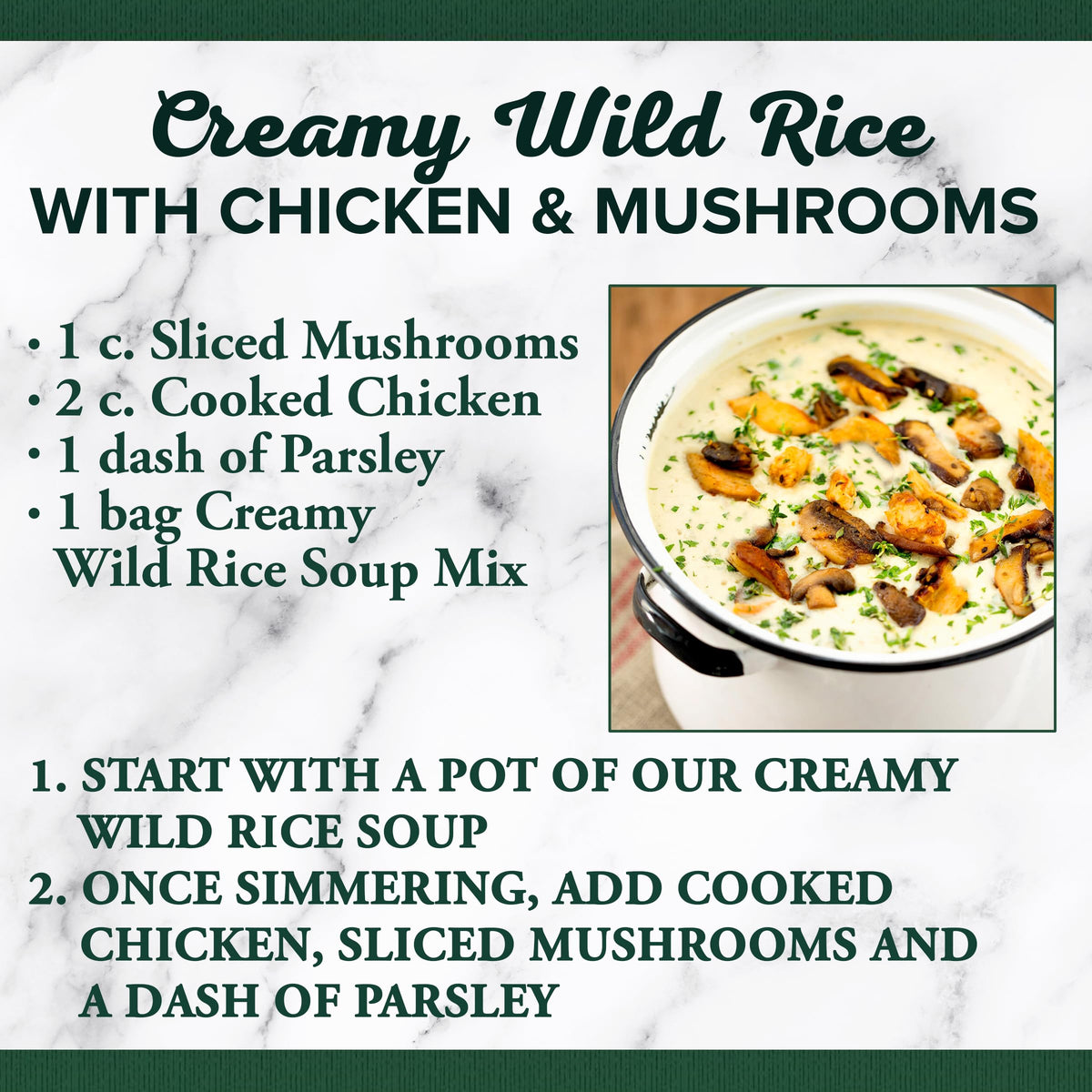 Bear Creek Creamy Wild Rice Soup Mix ingredients close-up showing wholesome wild rice.