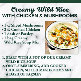 Bear Creek Creamy Wild Rice Soup Mix ingredients close-up showing wholesome wild rice.