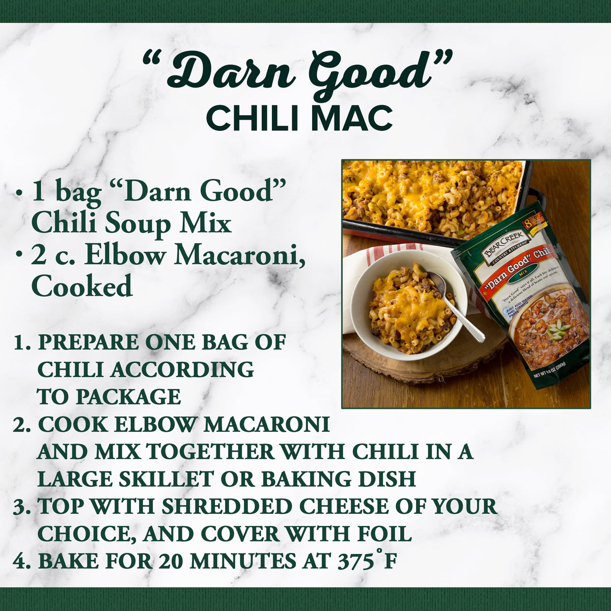 Bear Creek Darn Good Chili Soup Mix being poured into a pot to simmer.