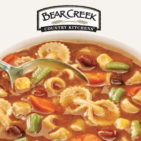 Bear Creek Minestrone Soup Mix vegetable chunks highlight wholesome ingredients.