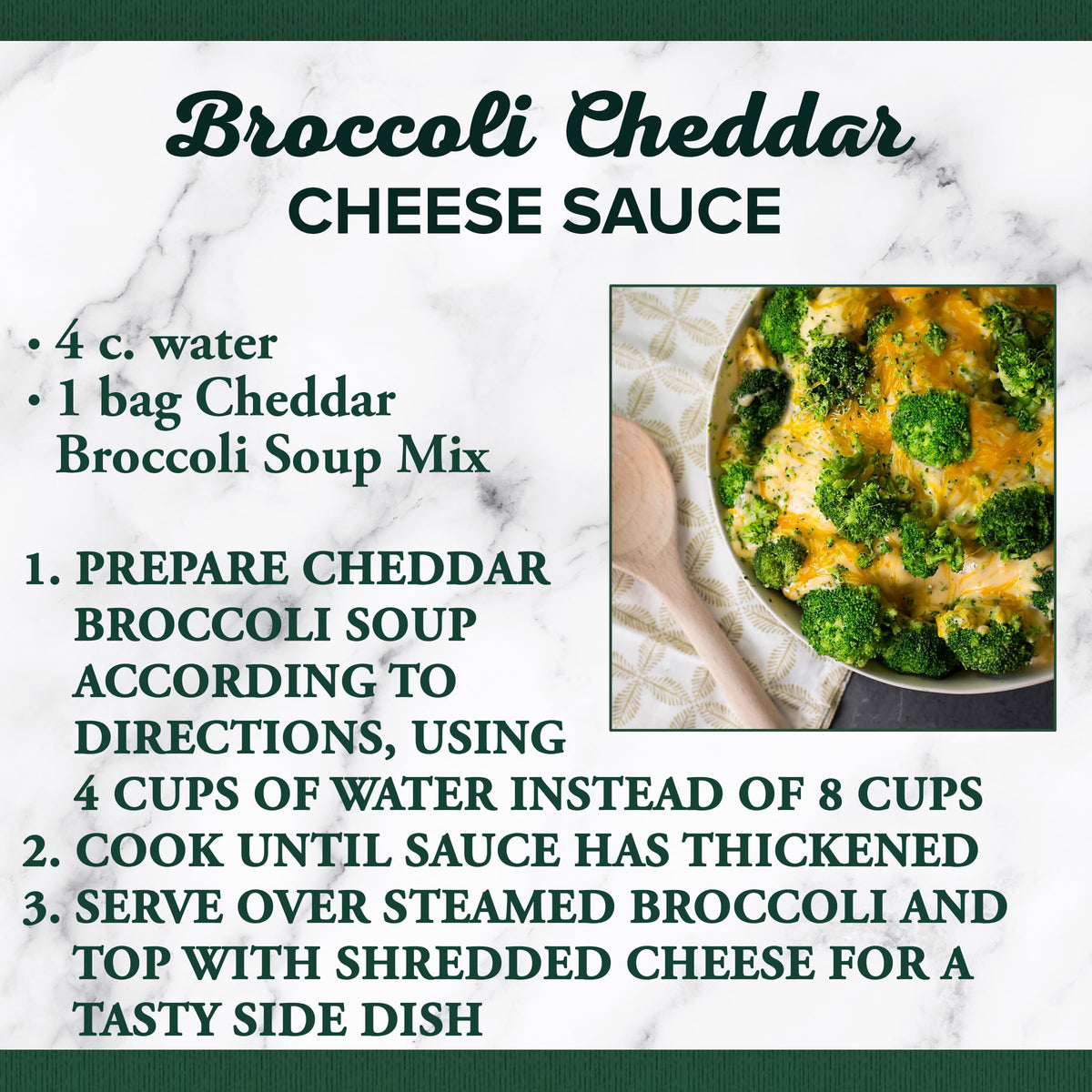 Bear Creek Cheddar Broccoli Soup Mix pack on pantry shelf for convenient meals