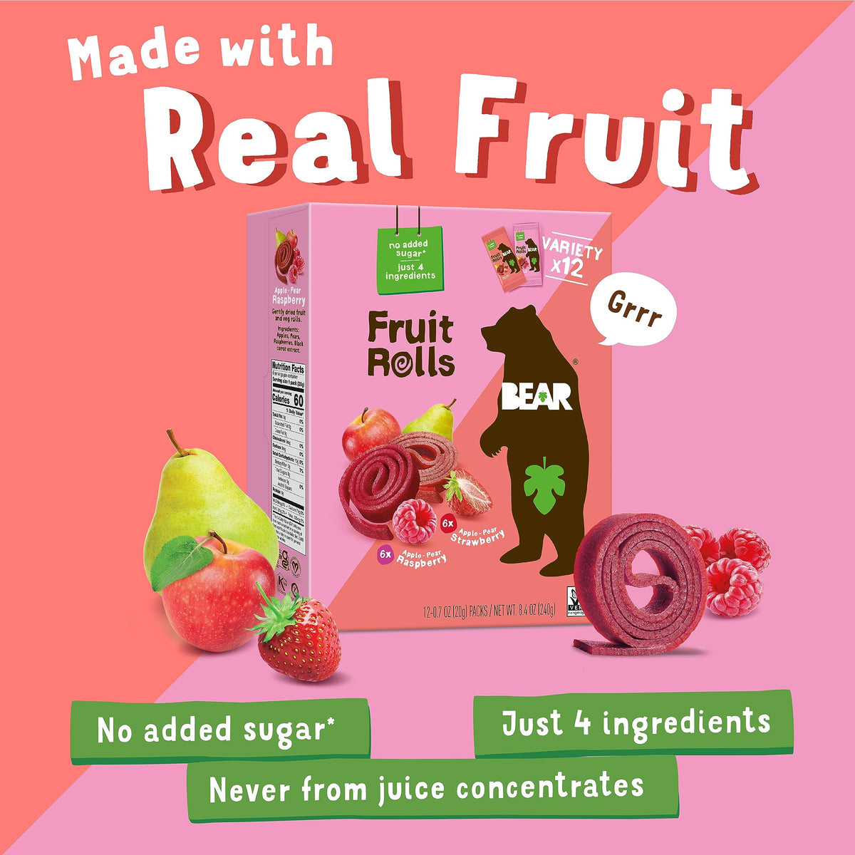 BEAR Fruit Rolls lunchbox assembly, easy kid-friendly school snack.