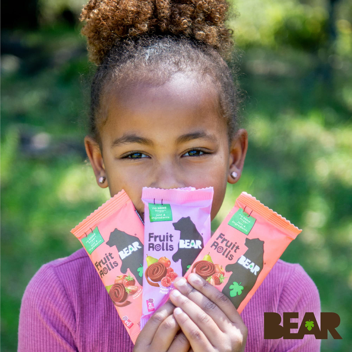 BEAR fruit rolls no added sugars label highlights healthier-snack perception