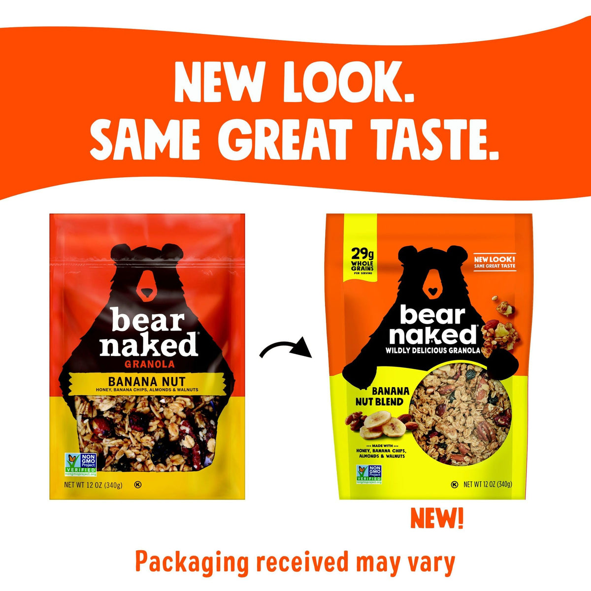 Bear Naked Banana Nut Granola with honey and banana chips for natural sweetness