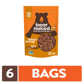 Bear Naked granola close-up with oats and peanuts, crunchy texture and wholesome ingredients.