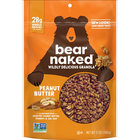 Creamy dark roasted peanut butter swirl with Bear Naked granola mix, flavor-rich.