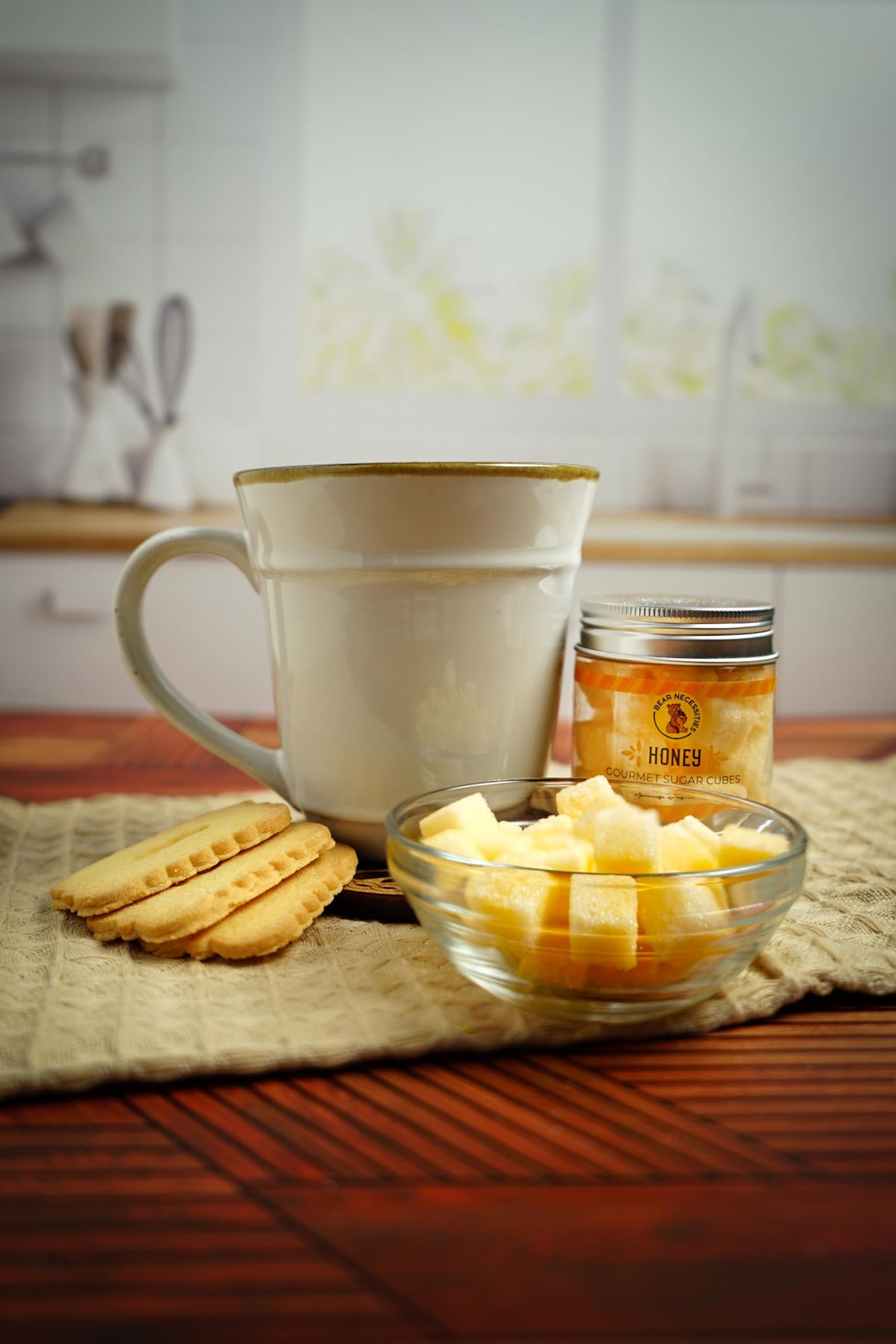 Bear Necessities honey sugar cubes enhance coffee with balanced sweetness.