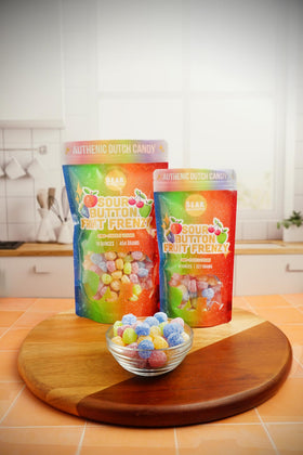 Bear Necessities Sour Buttons blue raspberry flavor for bold candy moments