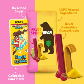 BEAR No Added Sugars label — guilt-free fruit snack for school and travel.