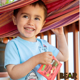 Bear Real Fruit Snack Minis Strawberry lunchbox scene, perfect for school or work.