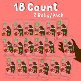 BEAR Real Fruit Snack Rolls Strawberry gluten-free and vegan ingredients shown.
