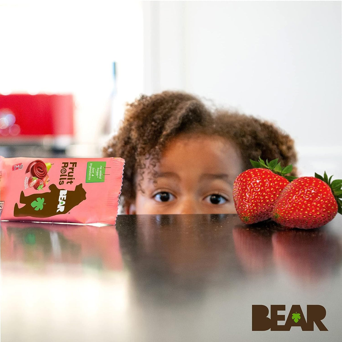BEAR Real Fruit Snack Rolls Strawberry lunchbox-ready snack for students and adults.