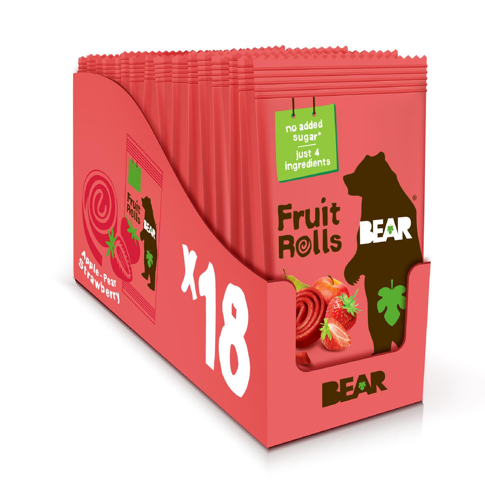 BEAR Real Fruit Snack Rolls Strawberry packaging is kid-friendly and lunchbox-ready.