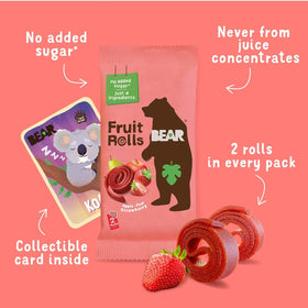 BEAR Real Fruit Snack Rolls Strawberry two rolls per pack.