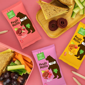 BEAR Real Fruit Snack Rolls close-up texture, high-fiber bite