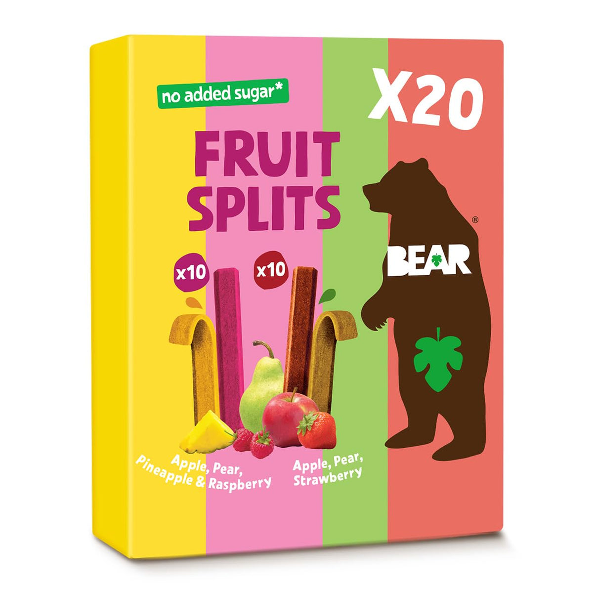 BEAR Real Fruit Snack Splits Apple/Strawberry pack, gluten-free and vegan lunchbox option