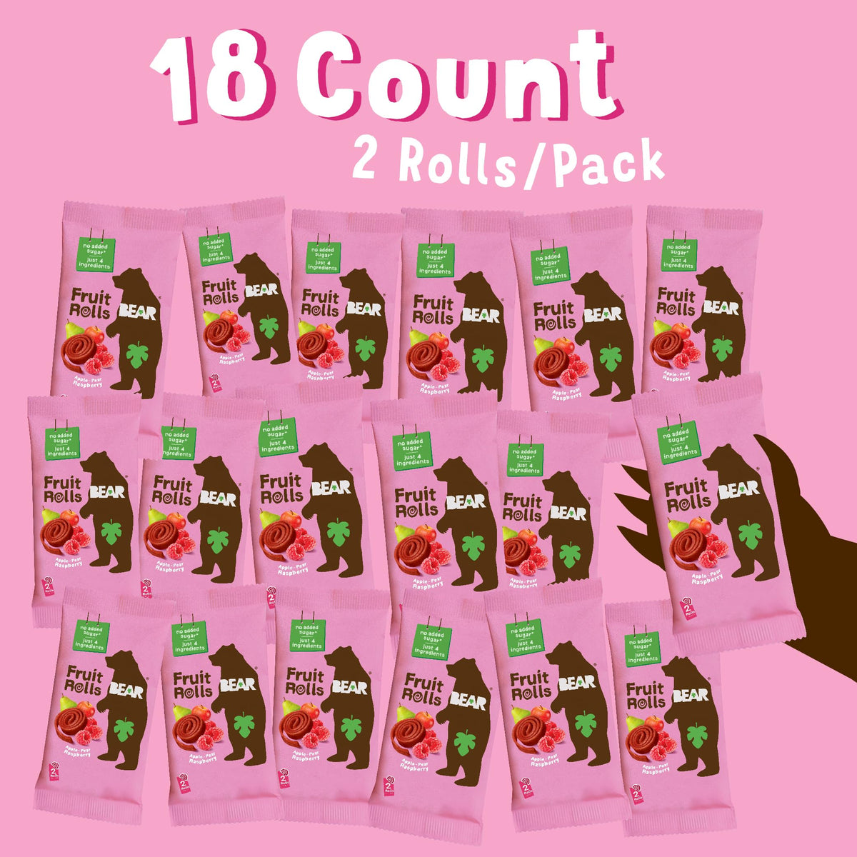 BEAR vegan gluten-free snack rolls with raspberry flavor for clean eating.