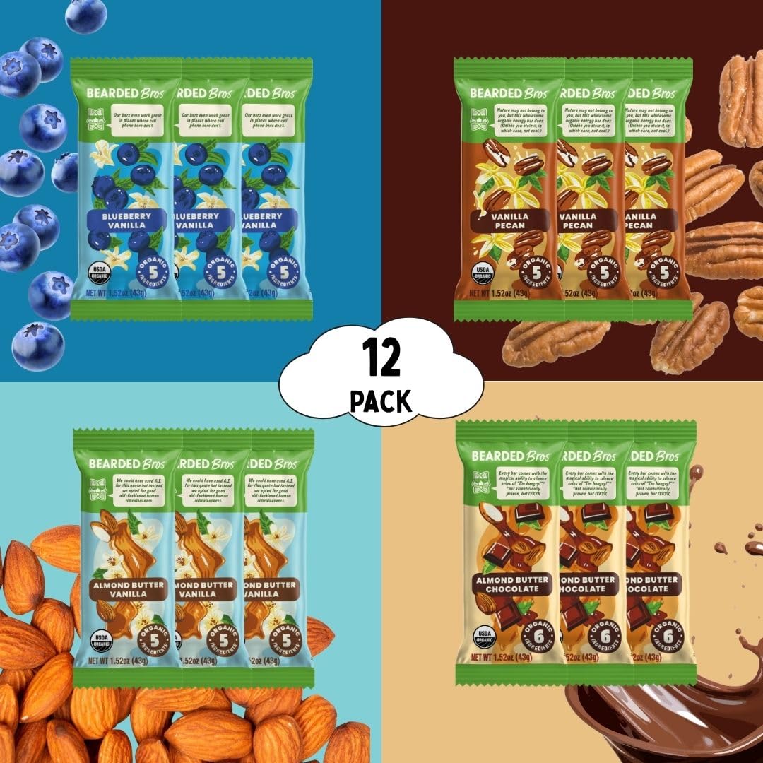 Bearded Brothers gluten-free vegan energy bar ingredients highlight clean nutrition.