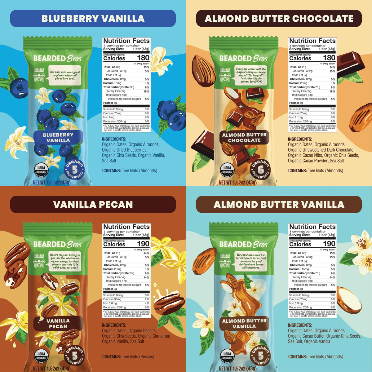 Bearded Brothers vegan energy bar close-up reveals chewy texture and wholesome ingredients.