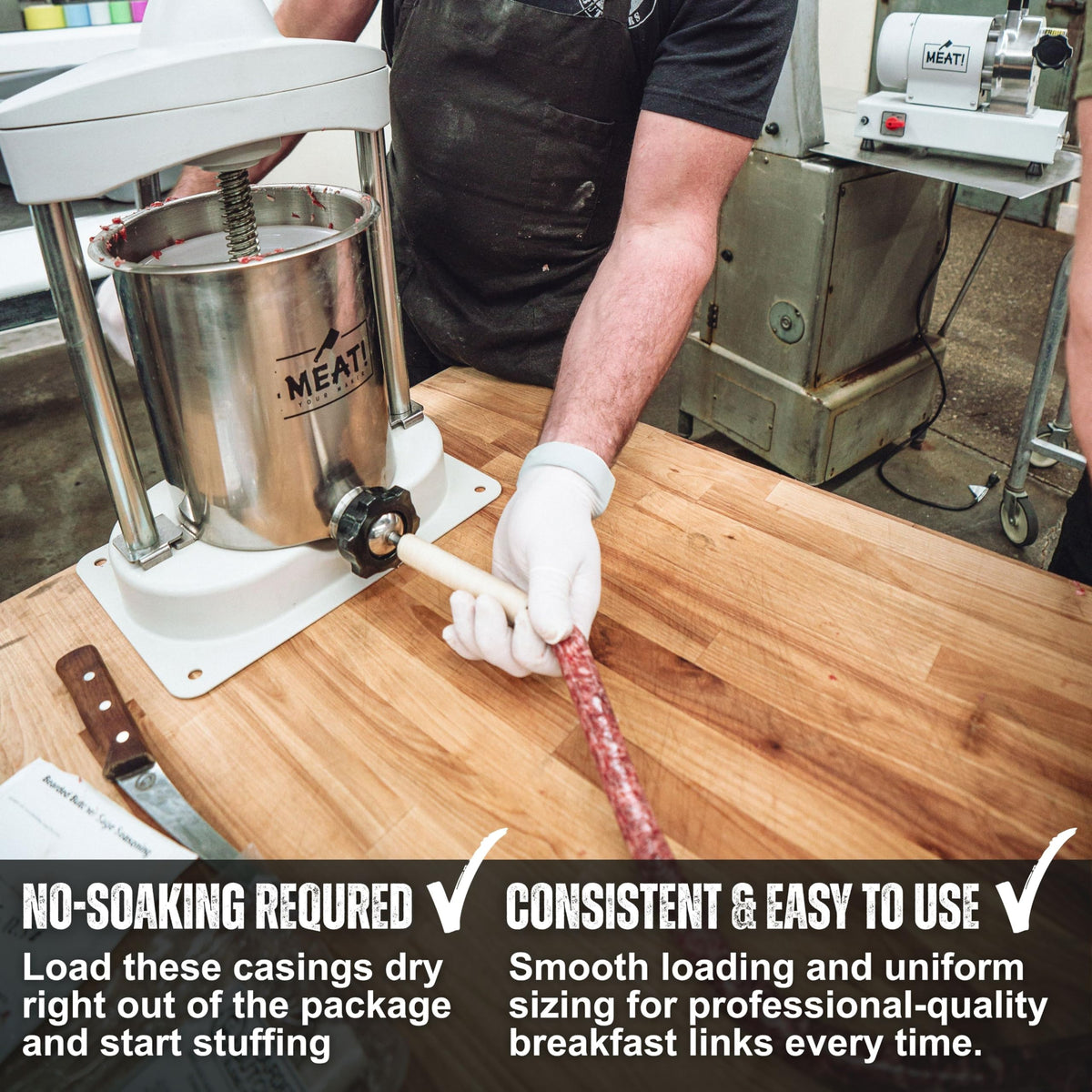 Fresh collagen casings ideal for breakfast sausages that pan-fry, grill, or bake.