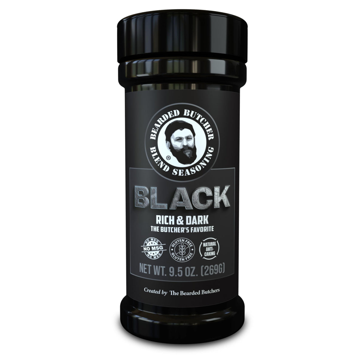 Bearded Butcher Black Blend bottle shows coffee and molasses depth for beef