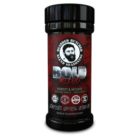 Bearded Butcher Bold Blend bottle front showing bold flavor for steaks