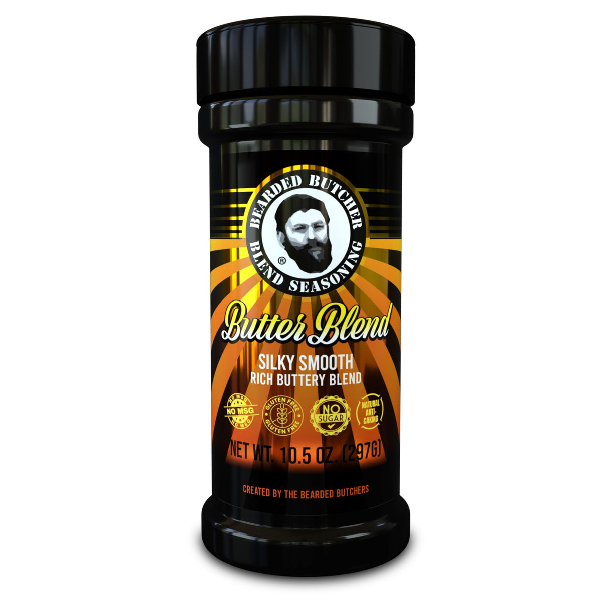 Bearded Butcher's Butter Blend bottle on display with versatile seasoning.
