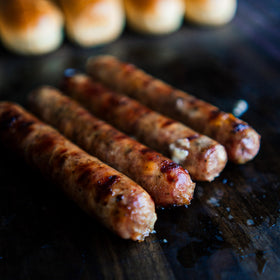 Bearded Butchers Classic Bratwurst seasoning on grill ready-to-cook