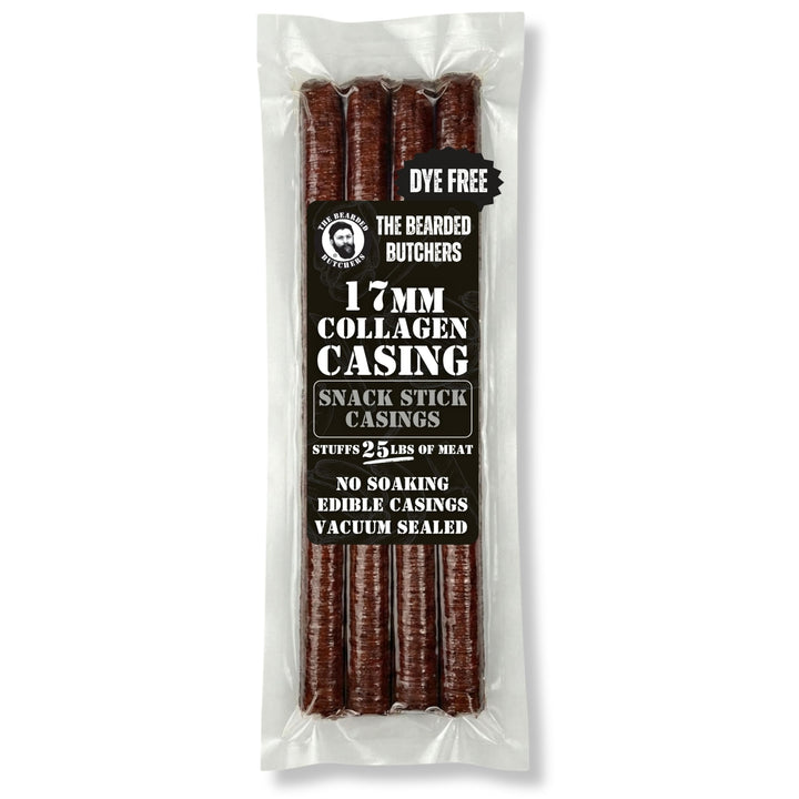 Bearded Butchers edible 17mm mahogany casings, four-pack, ready to use for snack sticks and sausages