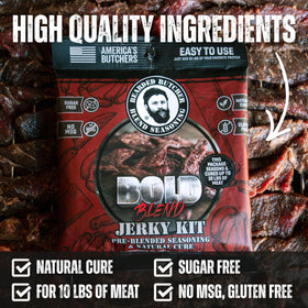 Close-up of garlic, onion, paprika blend from Bearded Butcher for savory jerky