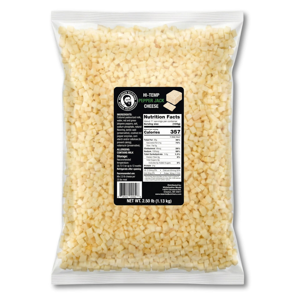 Bearded Butcher Blend high-temp cheese packaging, shelf-stable prep for quick sausage making.