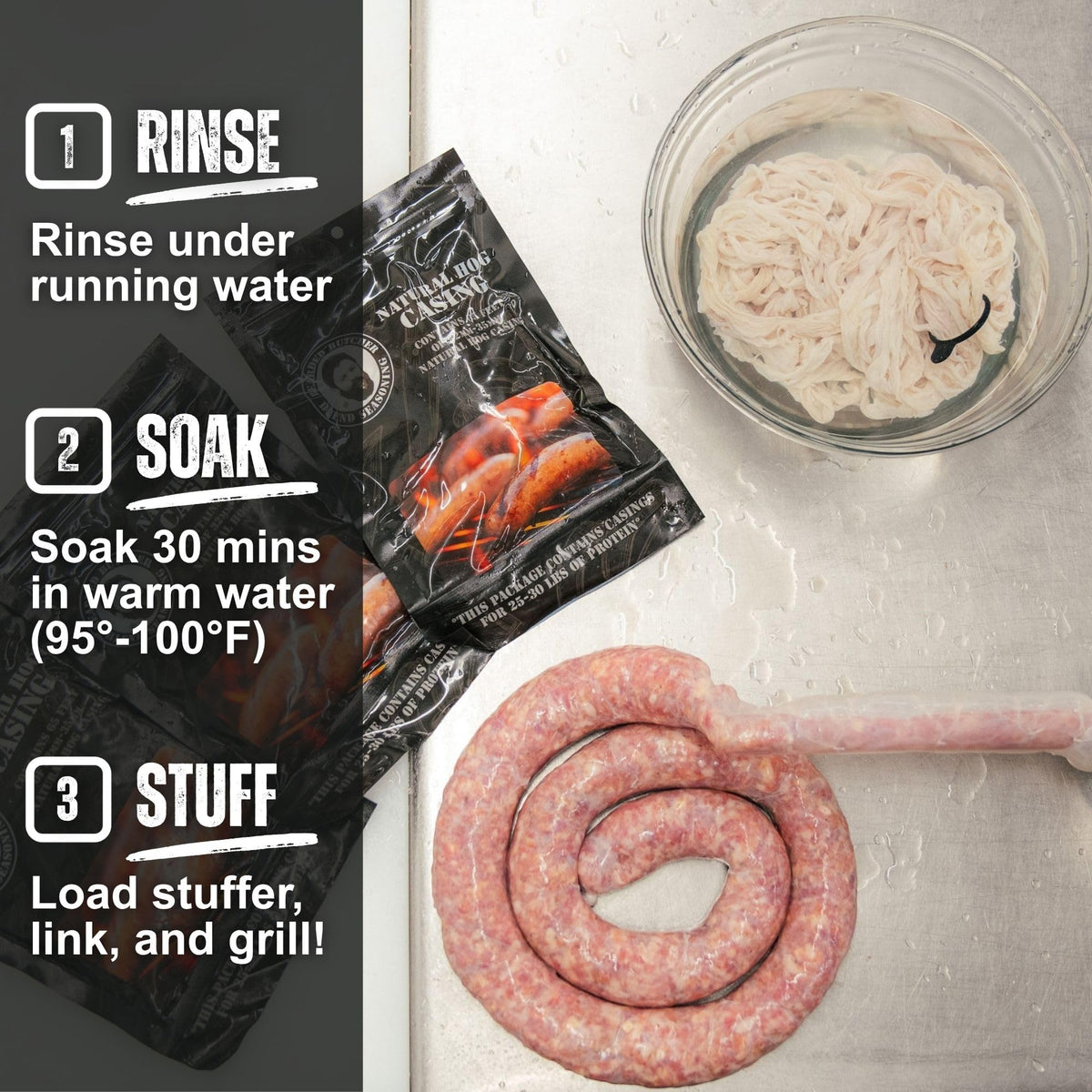 Bearded Butchers hog casings in salt brine stay fresh