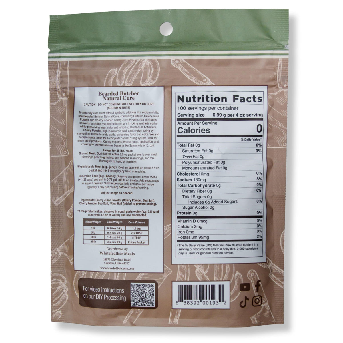 Bearded Butchers Natural Cure coating on meat preparing for 25 pounds of processing