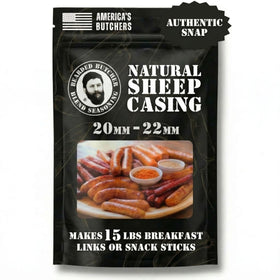 Bearded Butcher natural sheep casings packaging, ready for use and freshness.