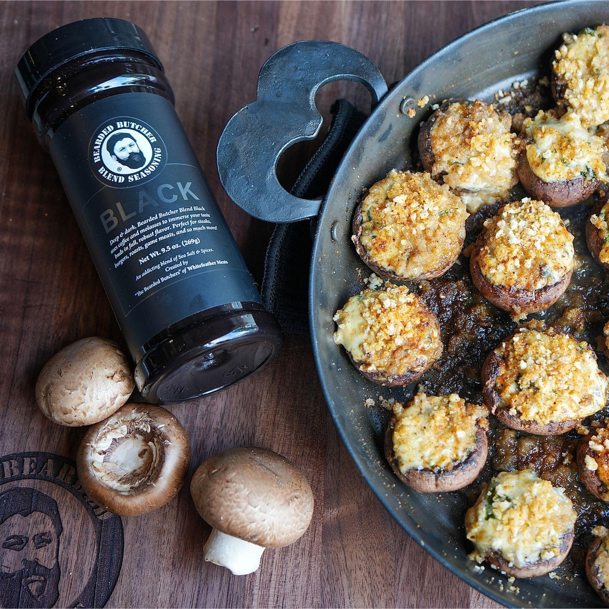 Bearded Butchers Signature Hollywood bottle on seafood enhances brightness.