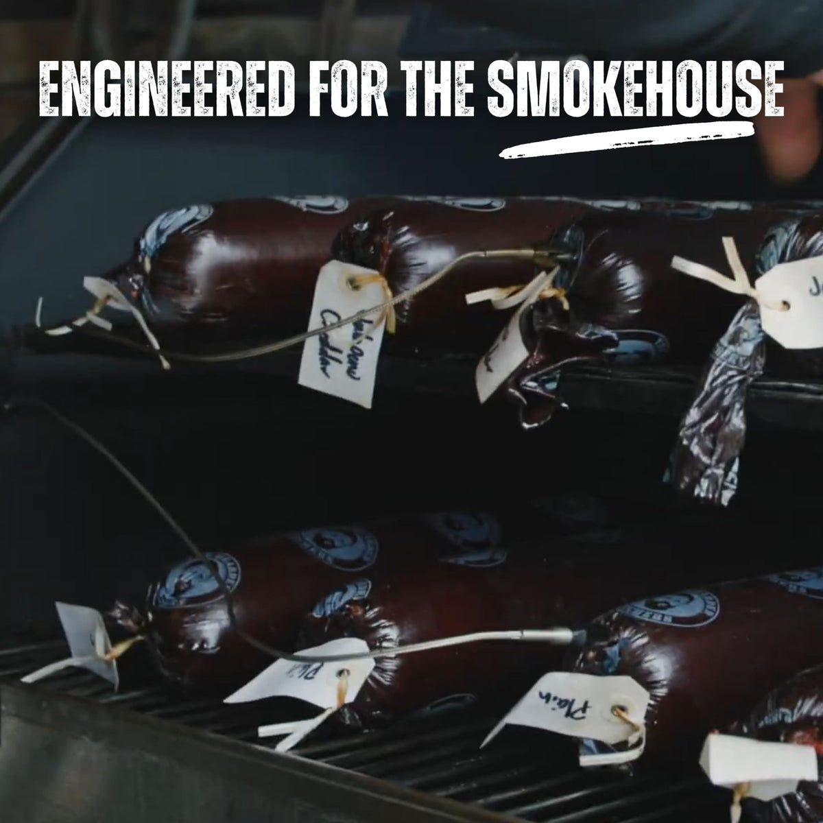 Bearded Butchers casings hang evenly for uniform smoking