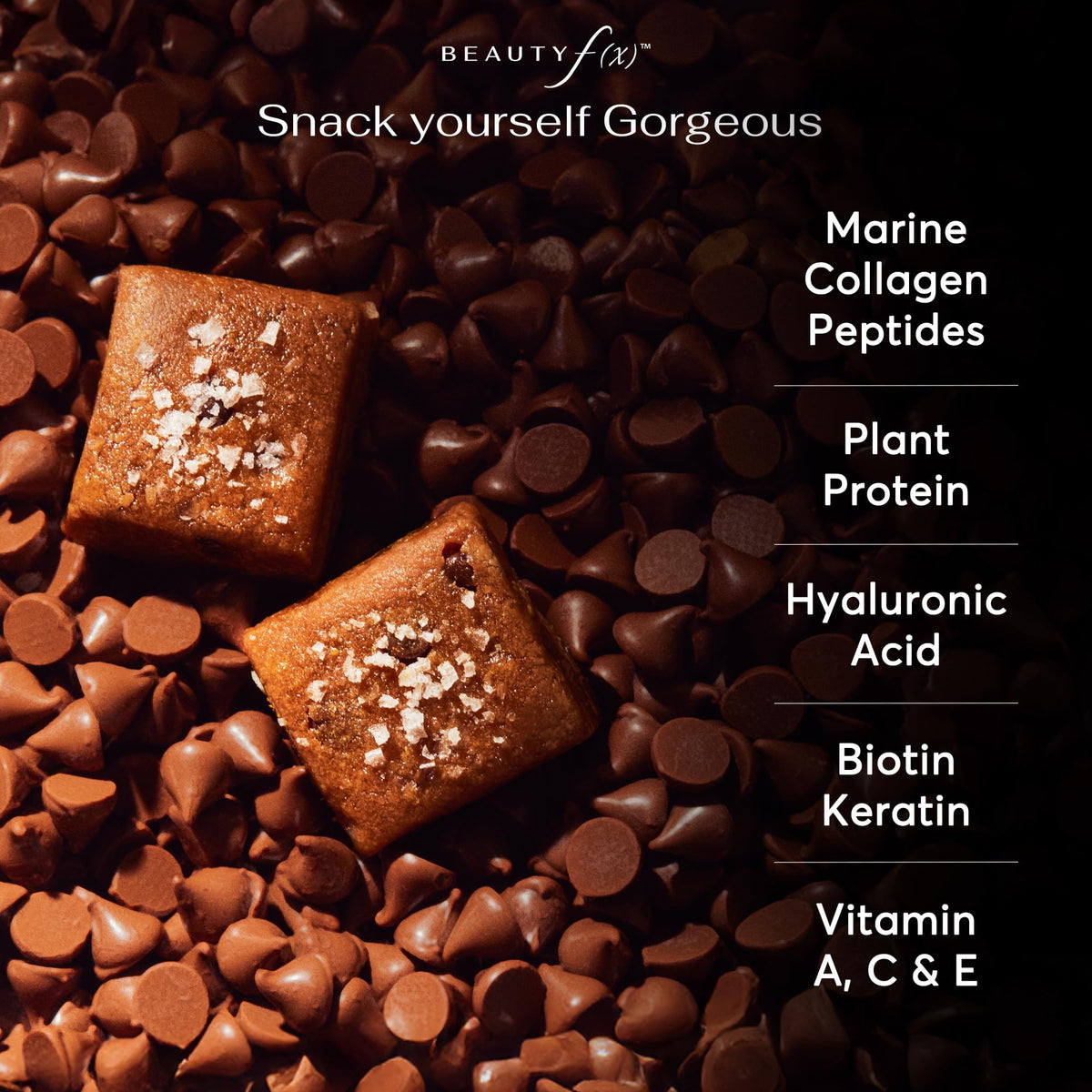 Beauty f(x) Protein Beauty Bites no-added-sugar label—clean snack promise.