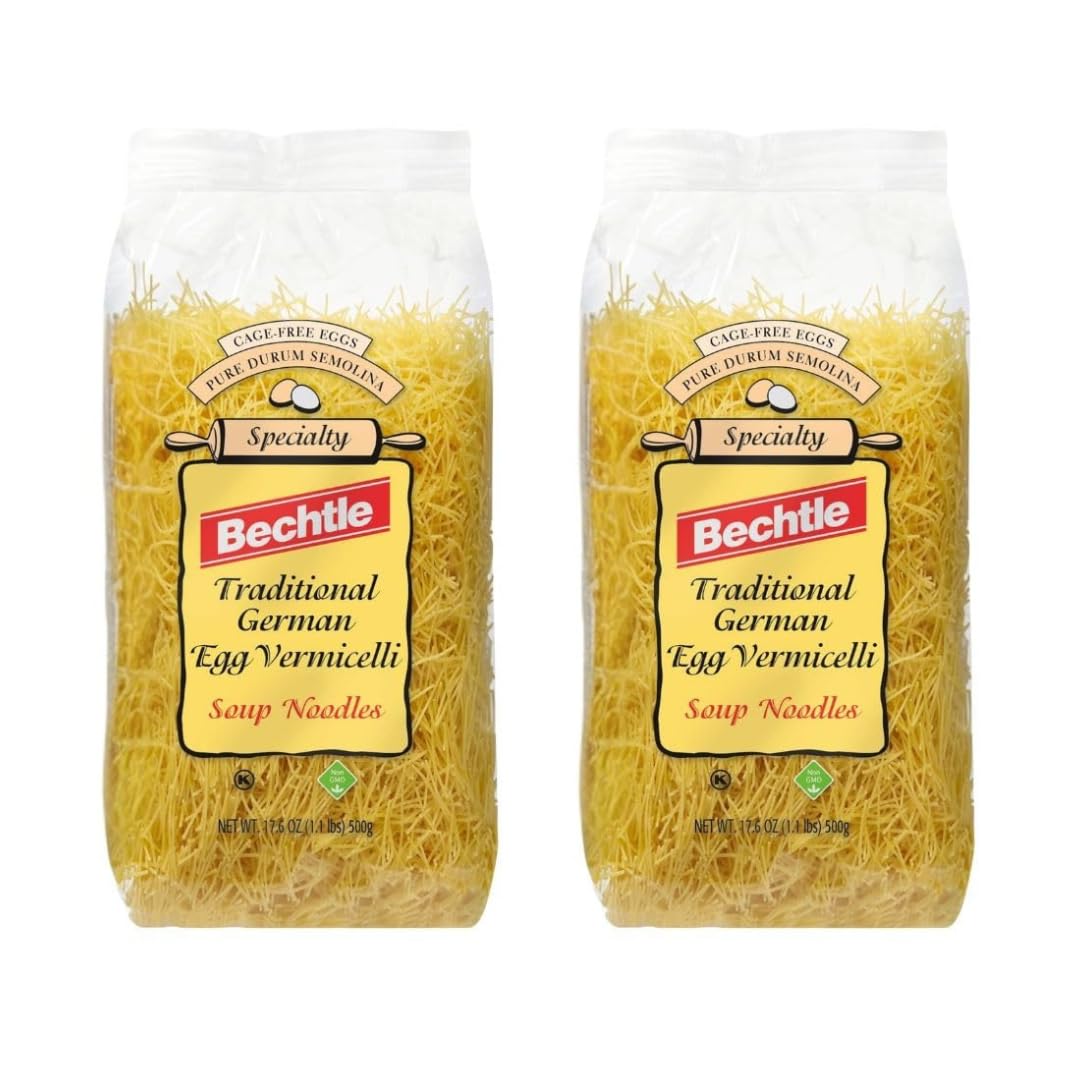 Bechtle traditional German egg noodles pack, two-count, authentic import for rich broths.