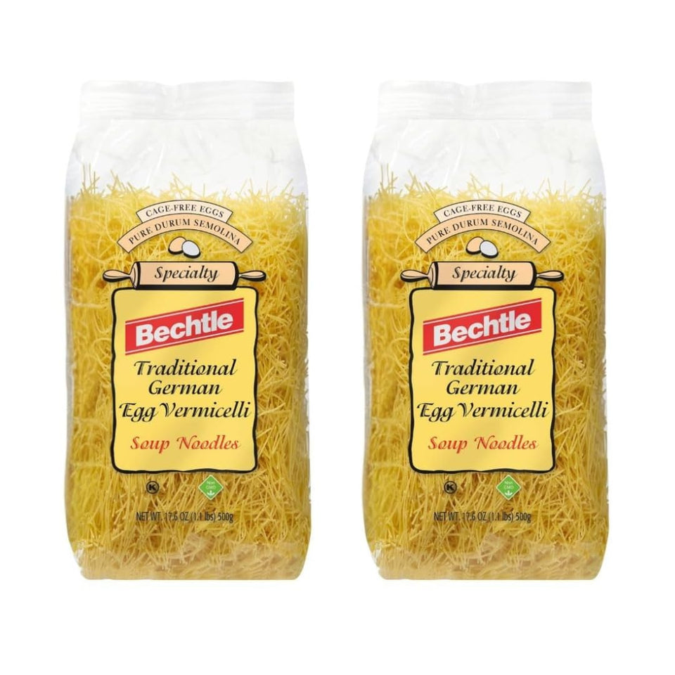 Bechtle traditional German egg noodles pack, two-count, authentic import for rich broths.