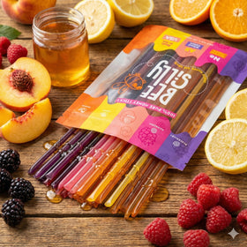 Bee Silly blackberry honey stick, bold flavor for after-school snacking.