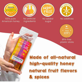 Bee Silly peach honey stick, sunny treat for busy days.