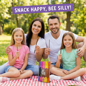 Bee Silly raspberry honey stick, fruity sweetness ideal for yogurt stirring.