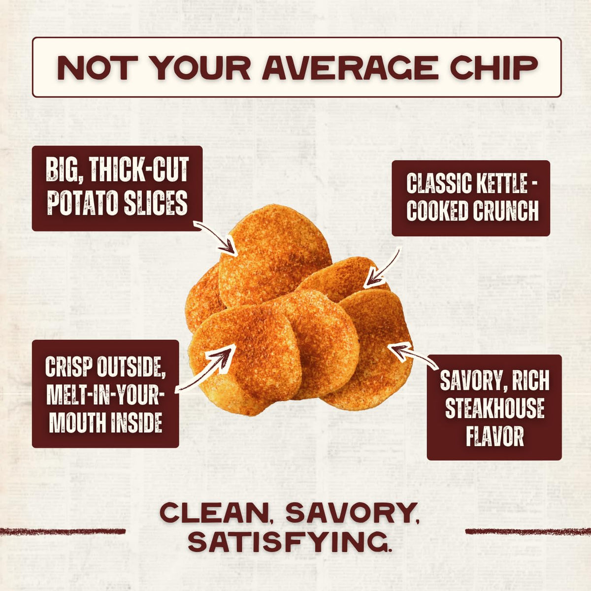 Beefy’s Own Beef Tallow Chips bag close-up showcases crisp texture and premium ingredients