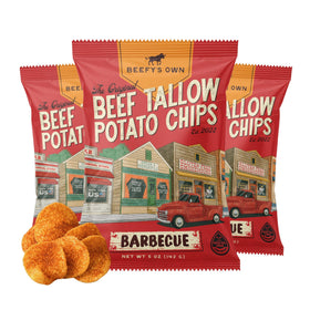 Beefy’s Own Beef Tallow Chips barbecue pack view highlighting bold flavor and portability