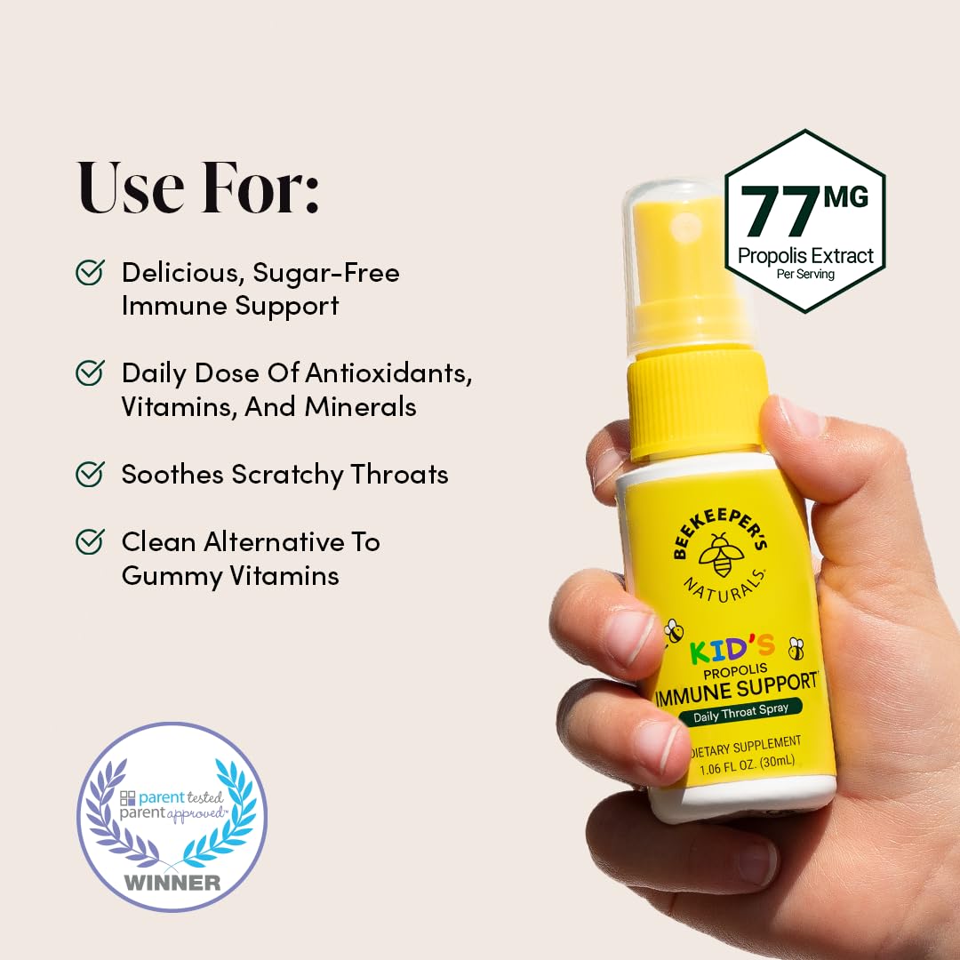 Beekeeper's Naturals Kids Propolis Honey Cough Syrup helps soothe coughing with natural ingredients