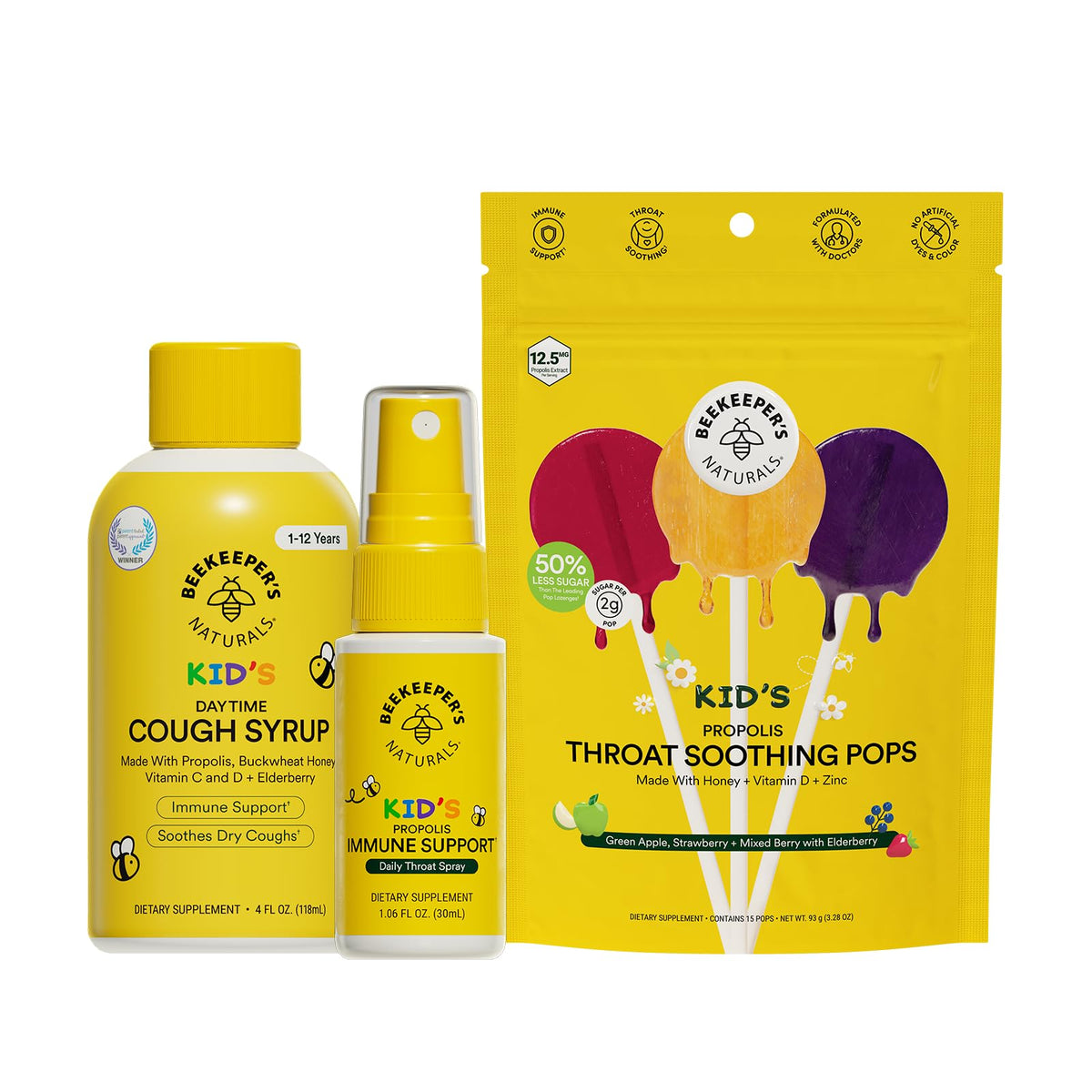 Beekeeper's Naturals Kid's Propolis Throat Spray eases scratchy throat and supports immune comfort