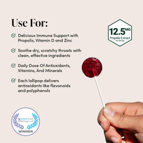 Beekeeper's Naturals Kids Throat-Smoothing Lollipops offer soothing flavor and immune-friendly ingredients