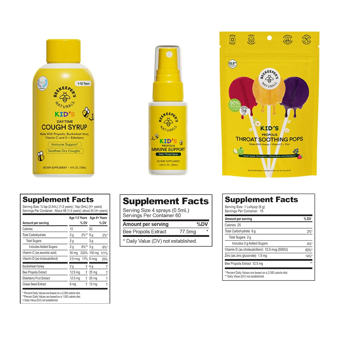 Beekeeper's Naturals Kids Immune Vitamin Boost with C, D, and Zinc supports daily wellness