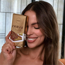 BEEMAX Angel Hair Milk Chocolate Bar, creamy texture with pistachio cream.