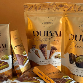 BEEMAX gifting-ready Dubai chocolate cones for special occasions.